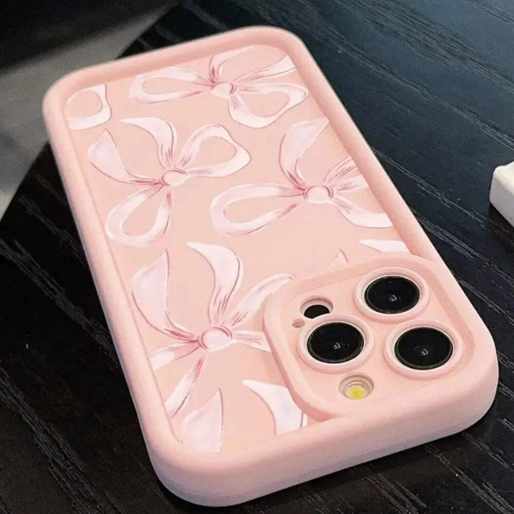 Brand New Pink Bow Silicone iPhone 15+ Cover
